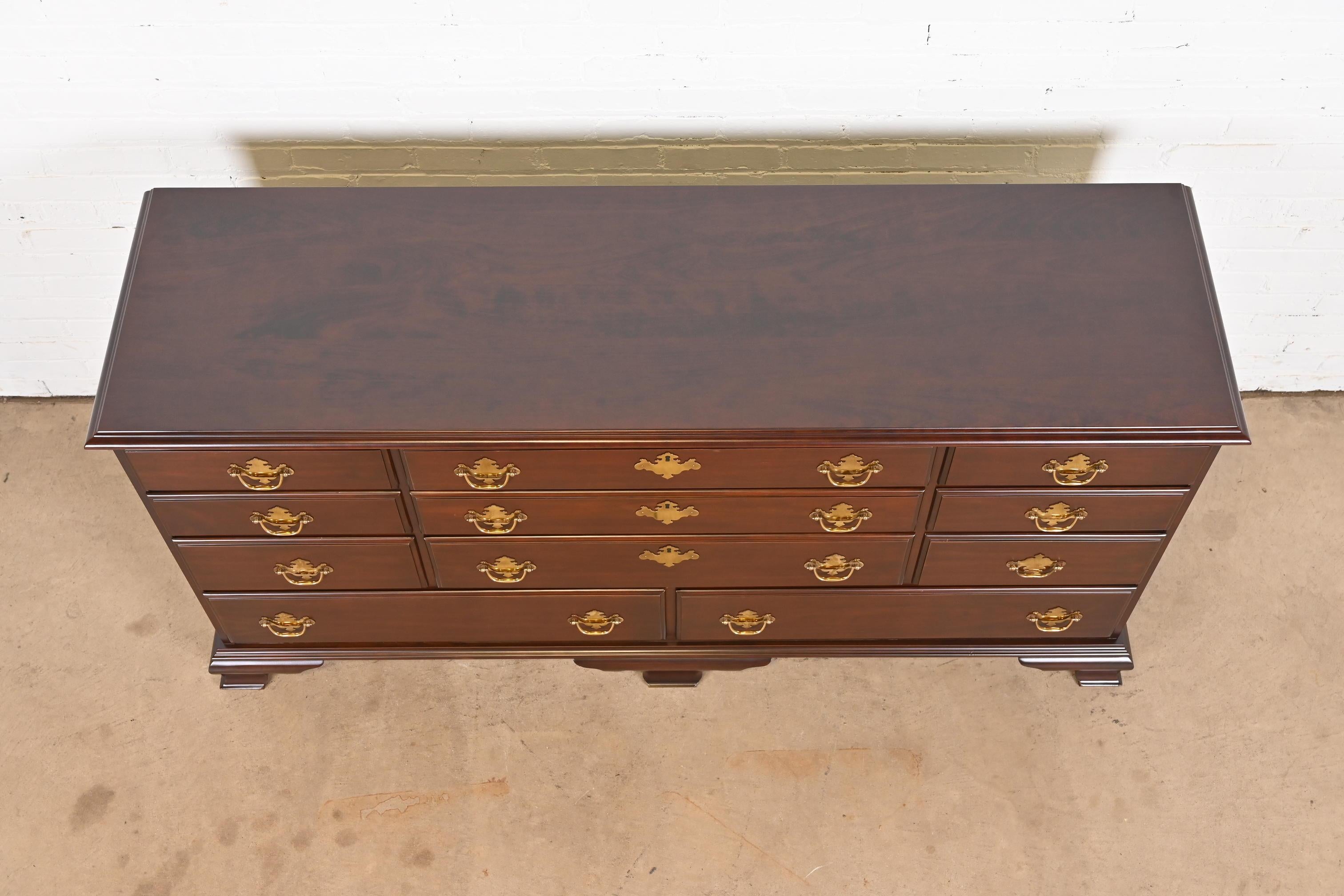 Harden Furniture Georgian Carved Solid Cherry Wood Long Dresser, Newly Restored For Sale 5