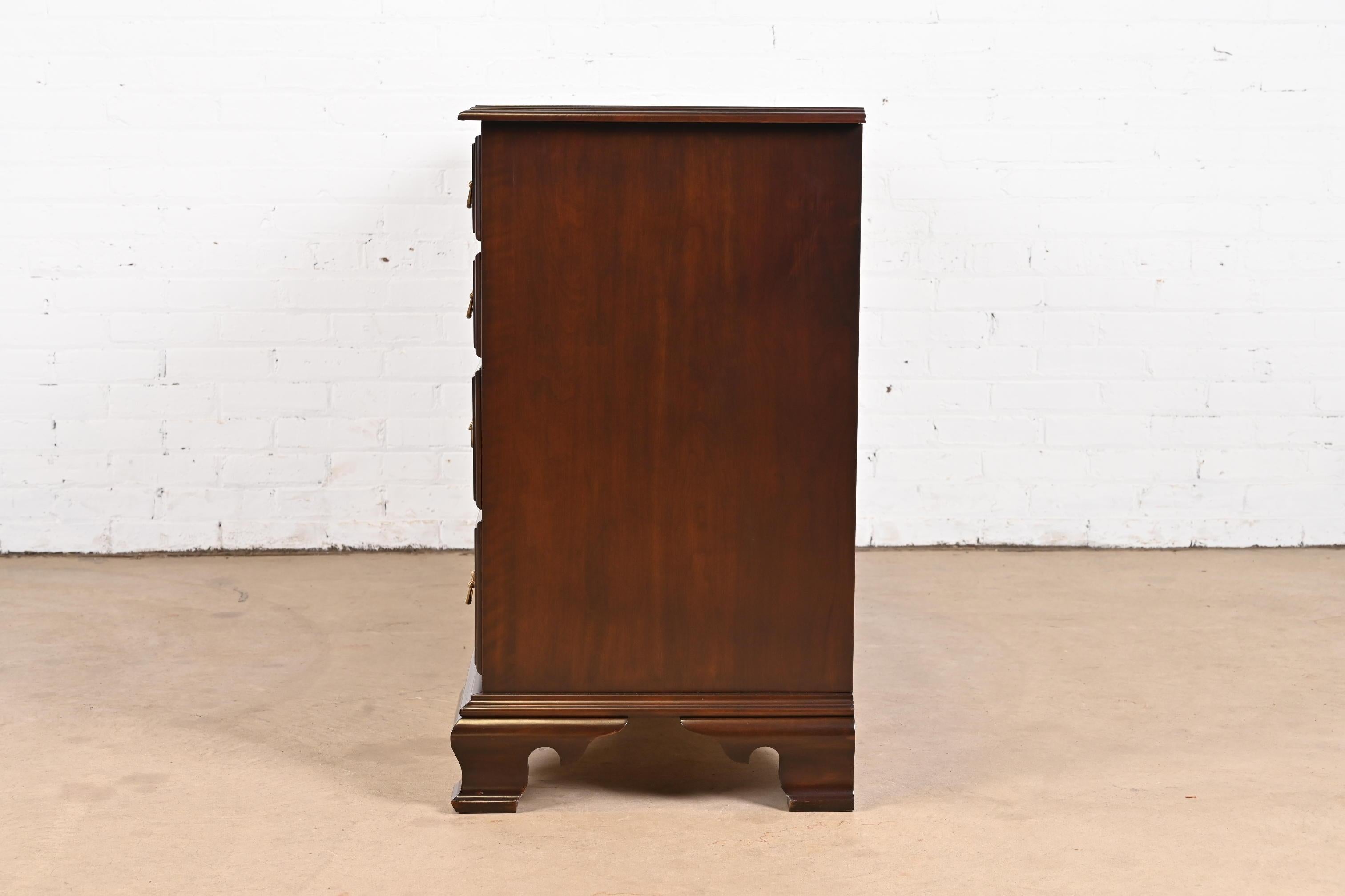 Harden Furniture Georgian Carved Solid Cherry Wood Long Dresser, Newly Restored For Sale 6