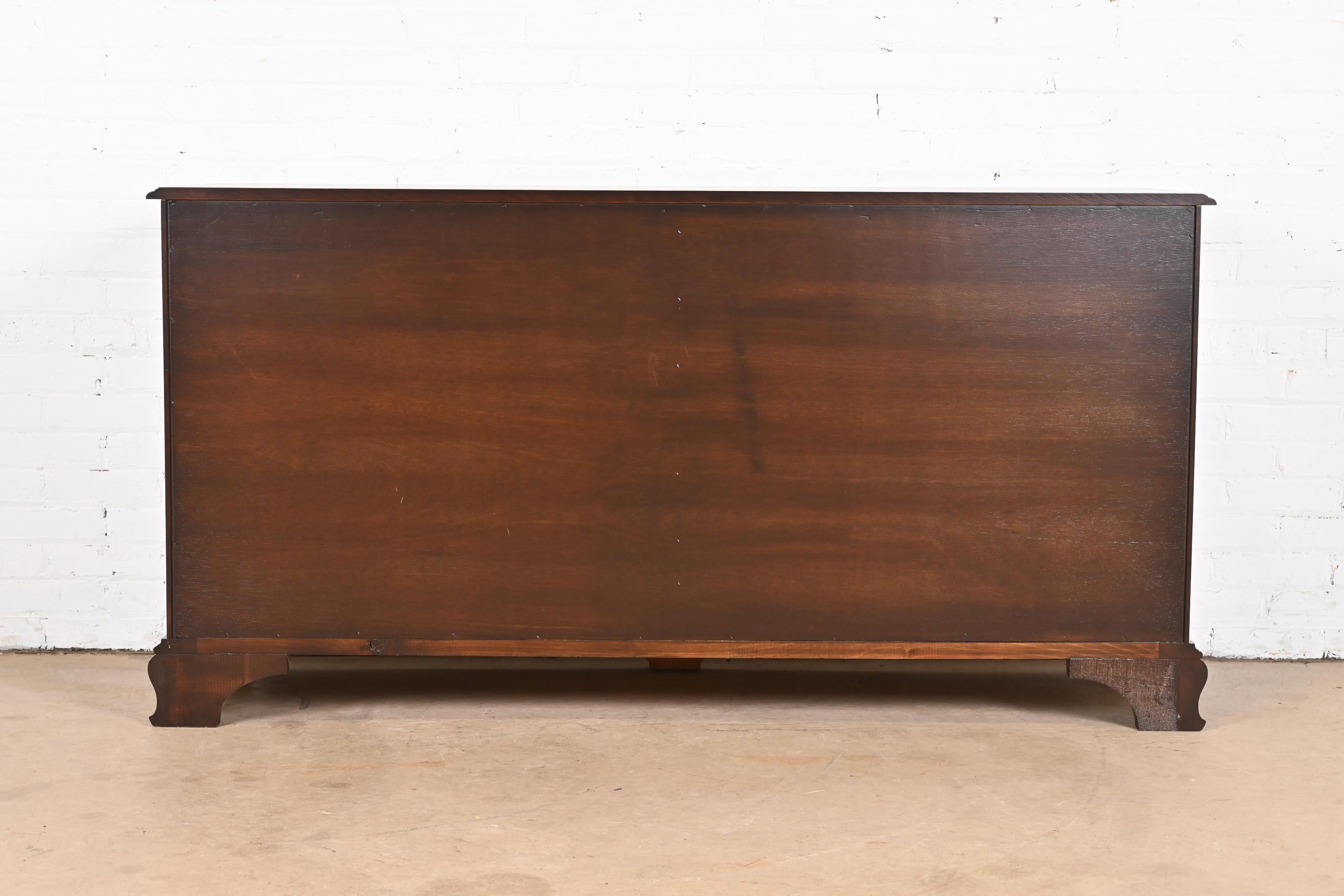 Harden Furniture Georgian Carved Solid Cherry Wood Long Dresser, Newly Restored For Sale 7