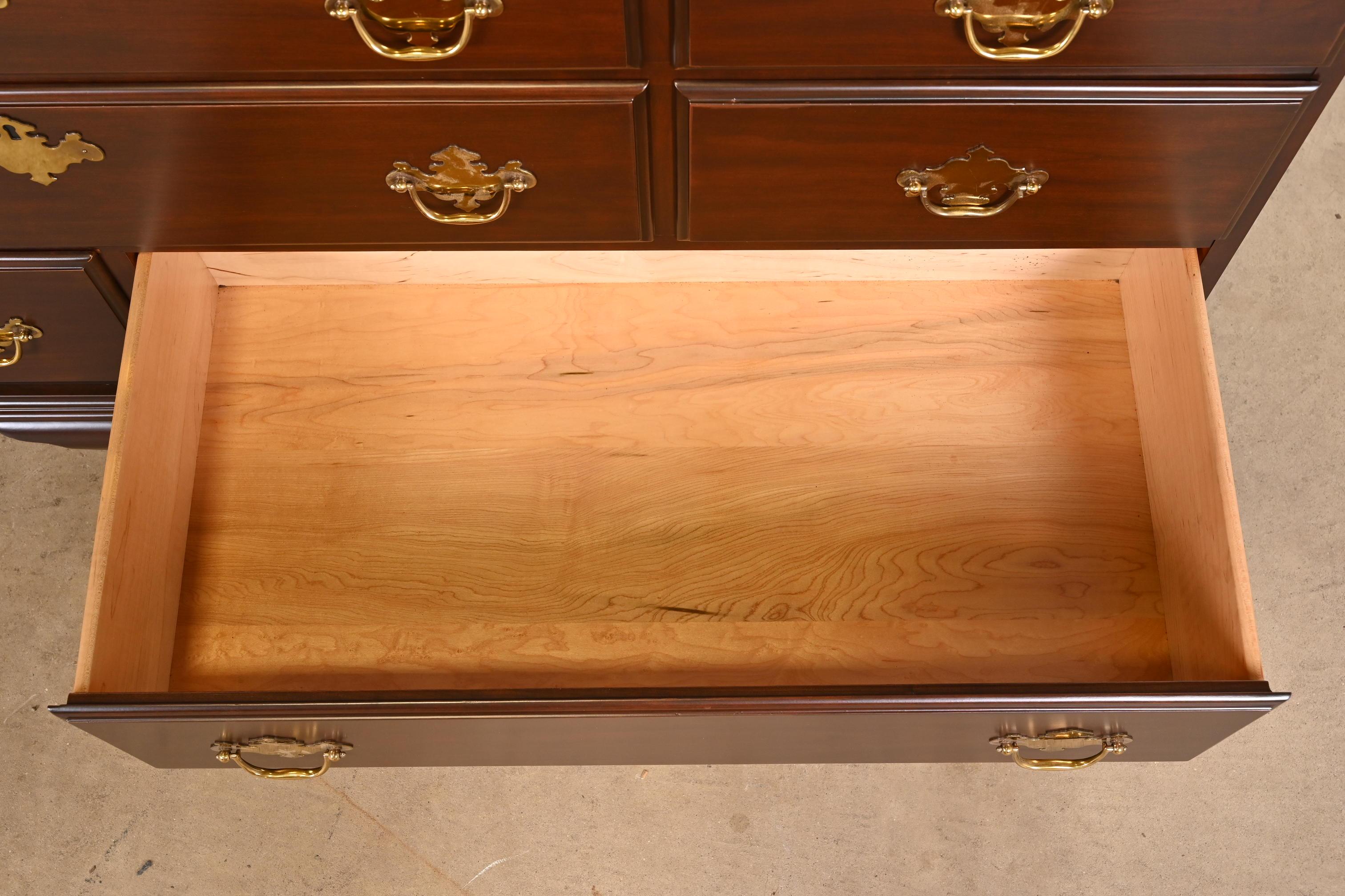 Harden Furniture Georgian Carved Solid Cherry Wood Long Dresser, Newly Restored For Sale 2
