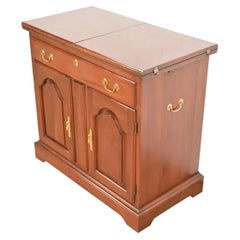 Vintage Harden Furniture Georgian Cherry Wood Flip Top Bar Cabinet or Buffet Server