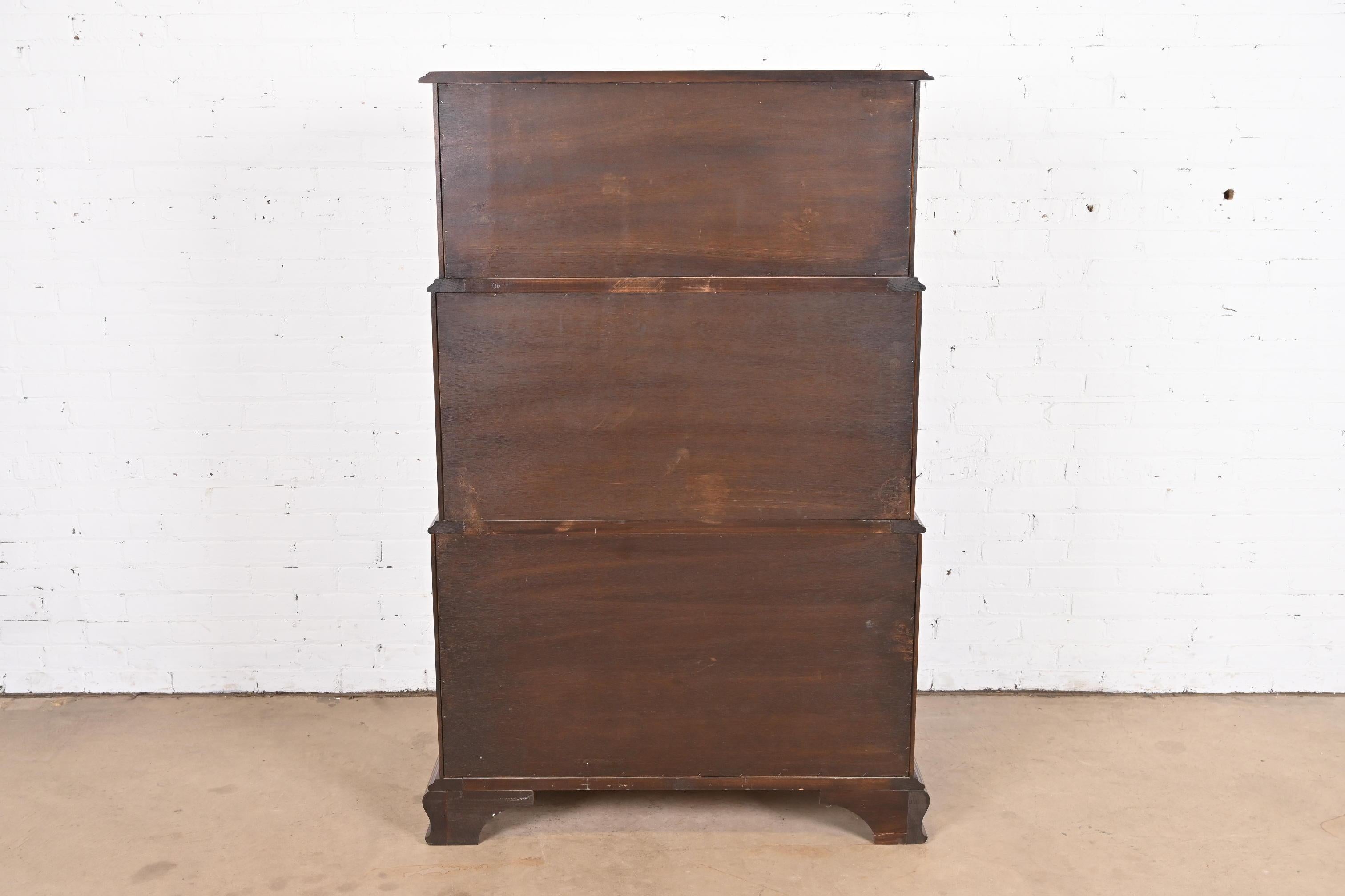 Harden Furniture Georgian Cherry Wood Triple Chest-on-chest Highboy Dresser For Sale 10