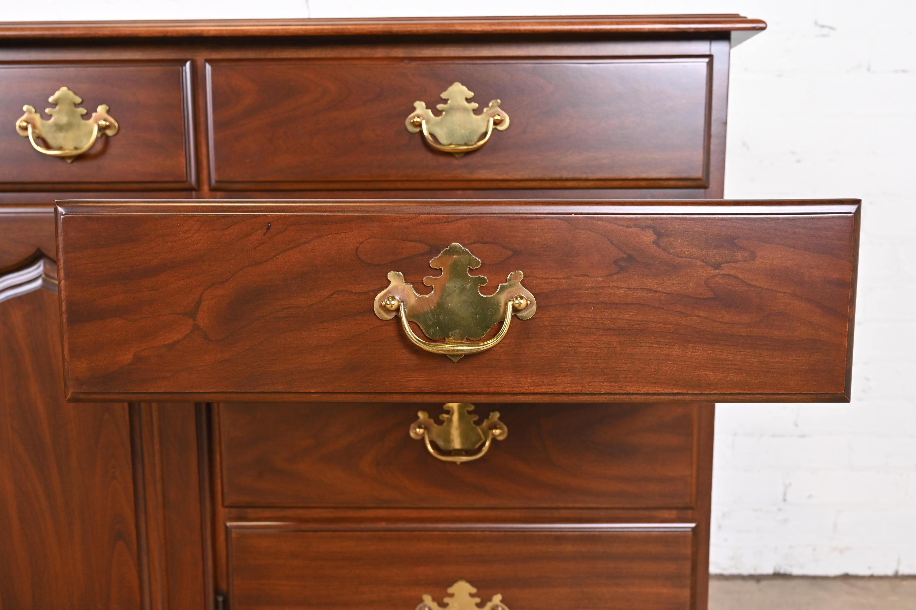 Harden Furniture Georgian Solid Cherry Wood Long Dresser, Newly Restored For Sale 1
