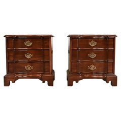 Harden Furniture Georgian Solid Cherry Wood Three-Drawer Bedside Chests, Pair