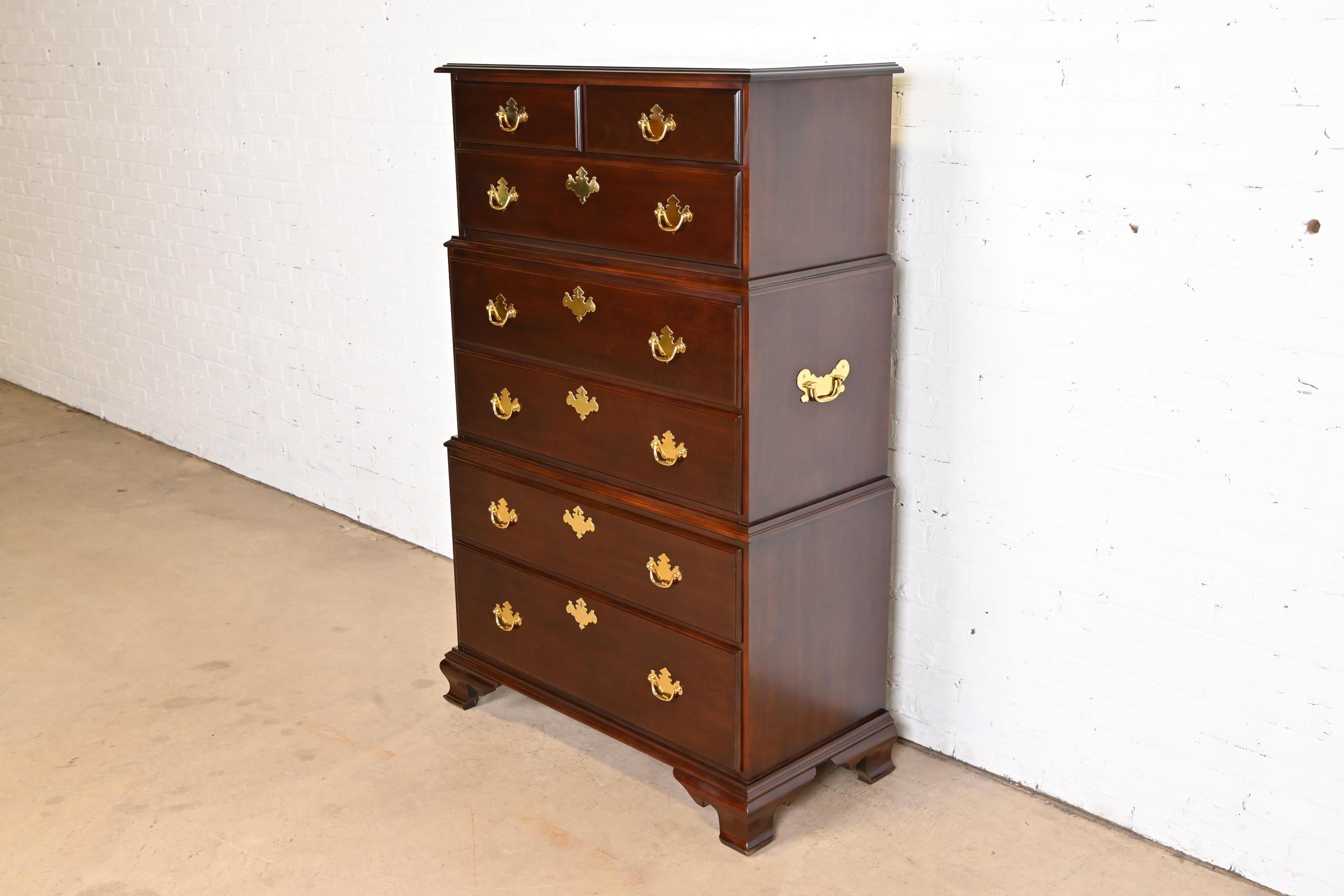 American Harden Furniture Georgian Solid Mahogany Triple Chest-On-Chest Highboy Dresser