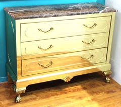 Harden Furniture Modern Brass-Clad Chest of Drawers with Marble Top