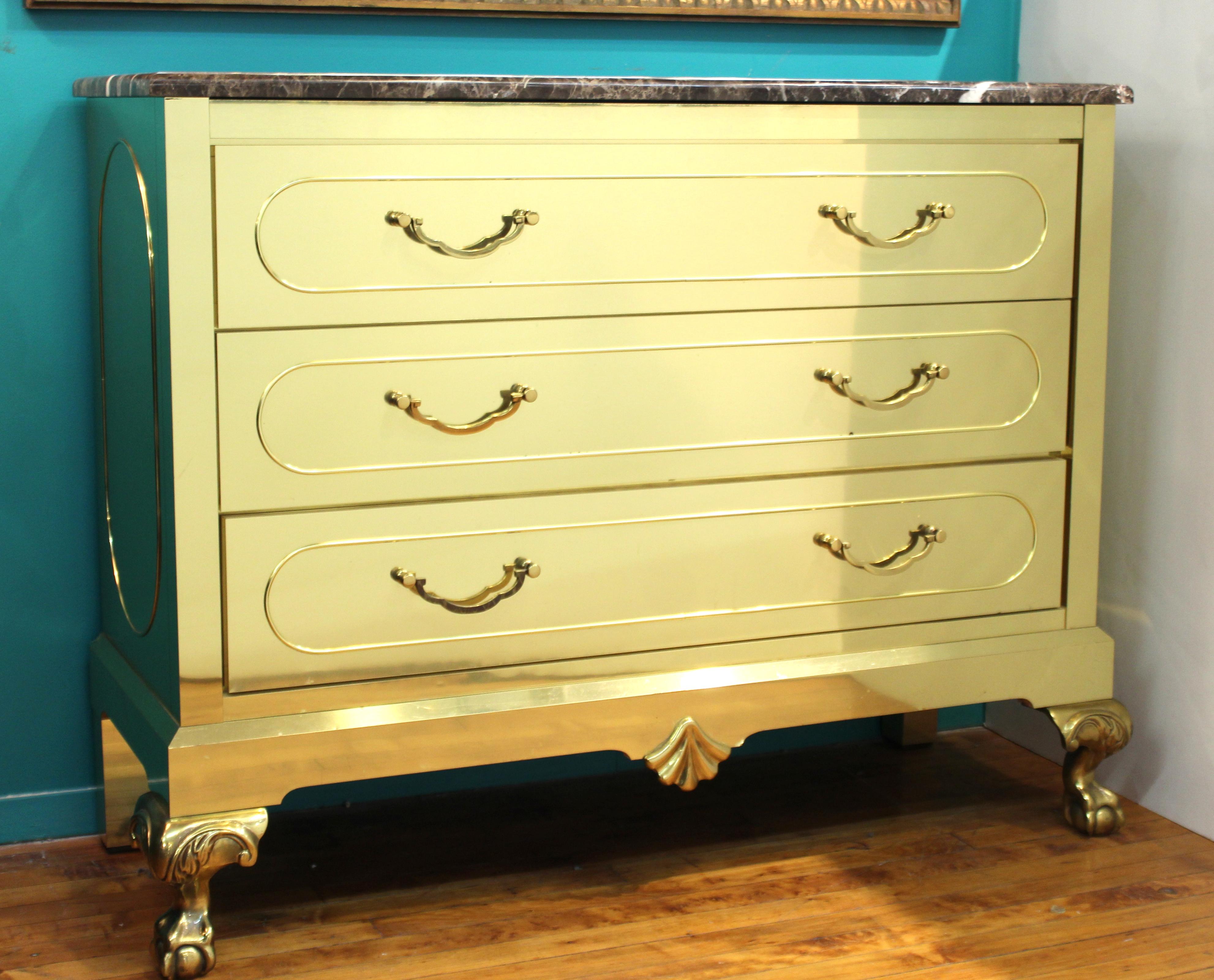 Harden Furniture Modern Brass-Clad Chest of Drawers with Marble Top 14