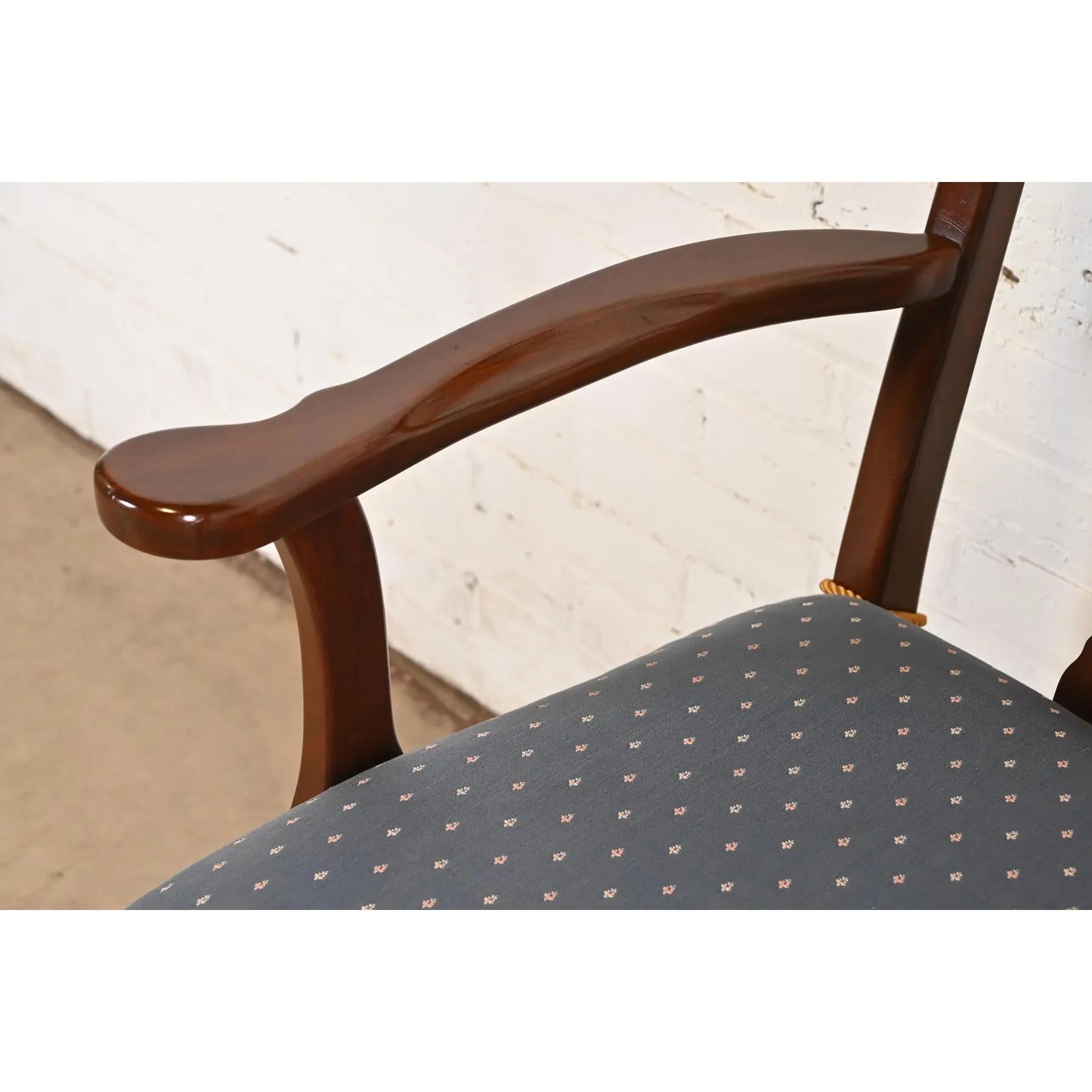Harden Furniture Queen Anne Solid Cherry Wood Armchairs or Dining Captain Chairs For Sale 2
