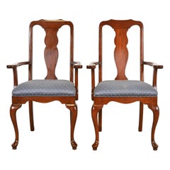 Used Harden Furniture Queen Anne Solid Cherry Wood Armchairs or Dining Captain Chairs