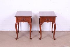Harden Furniture Queen Anne Solid Cherry Wood Nightstands or End Tables, Pair