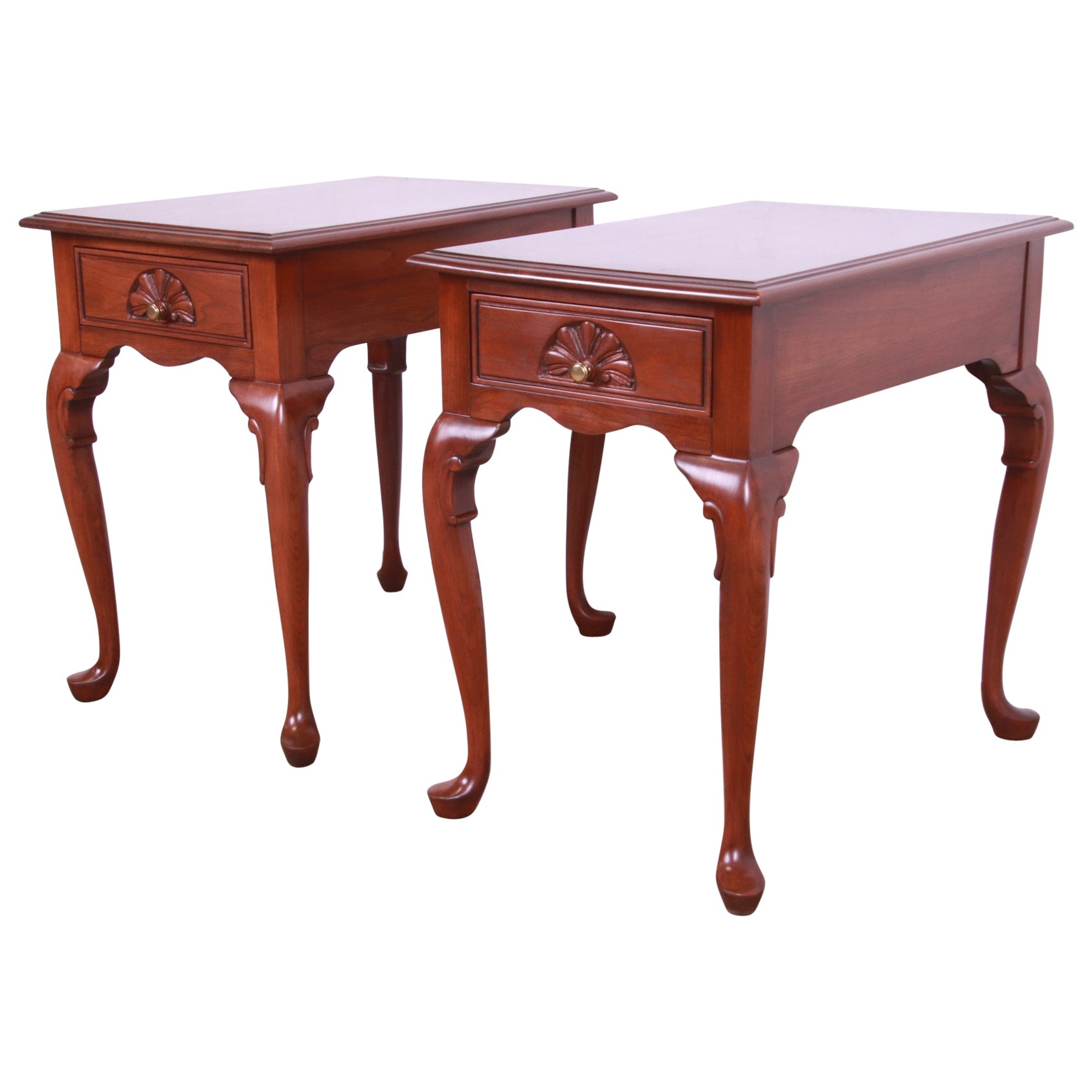 Harden Furniture Queen Anne Solid Cherry Wood Nightstands or End Tables, Pair