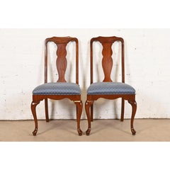 Harden Furniture Queen Anne Solid Cherry Wood Side Chairs or Dining Chairs, Pair