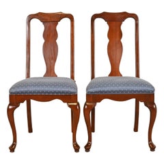 Harden Furniture Queen Anne Solid Cherry Wood Side Chairs or Dining Chairs, Pair