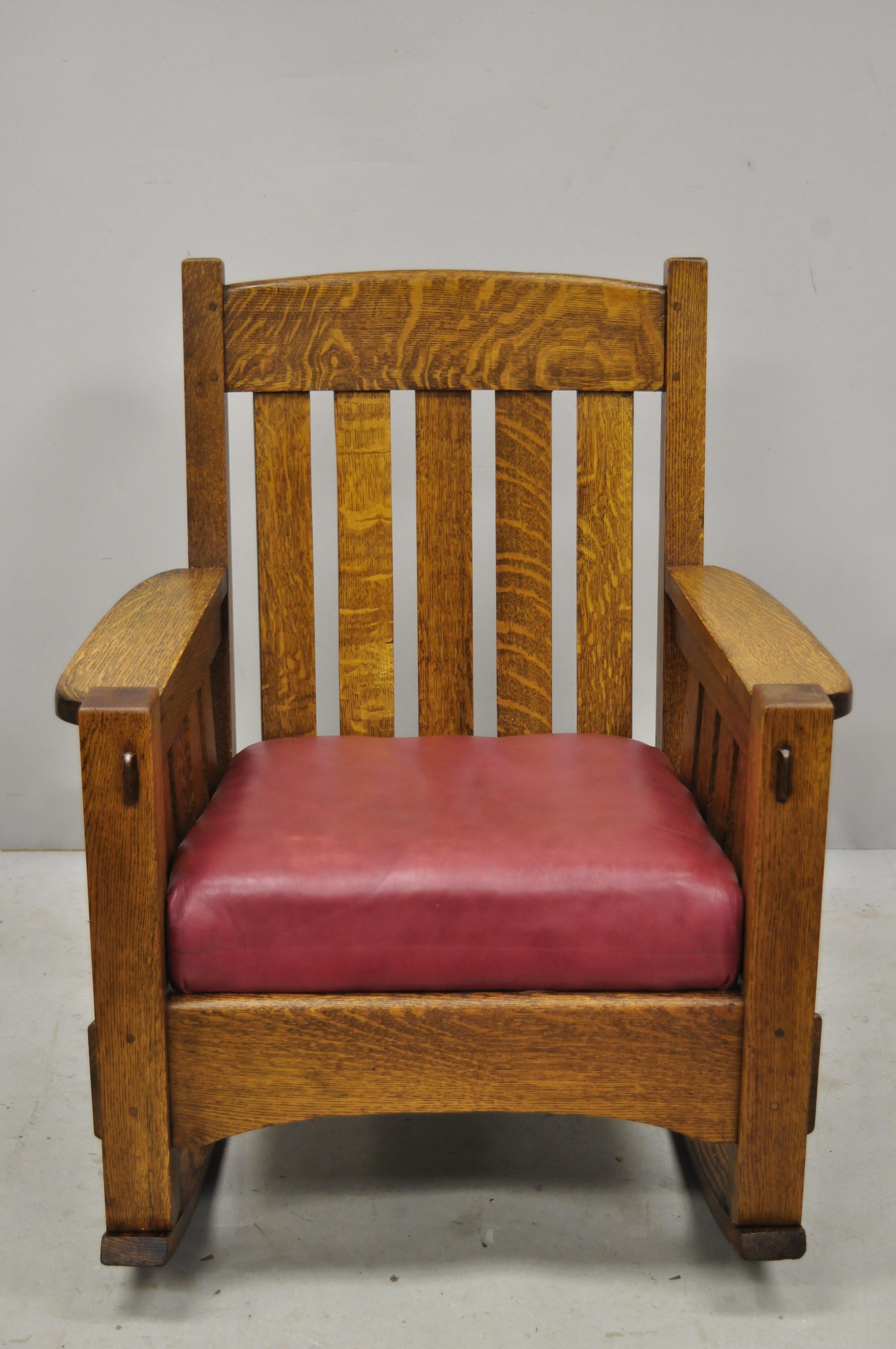 Harden Mission Oak Arts & Crafts Stickley Style Rocking Chair Rocker Armchair 2