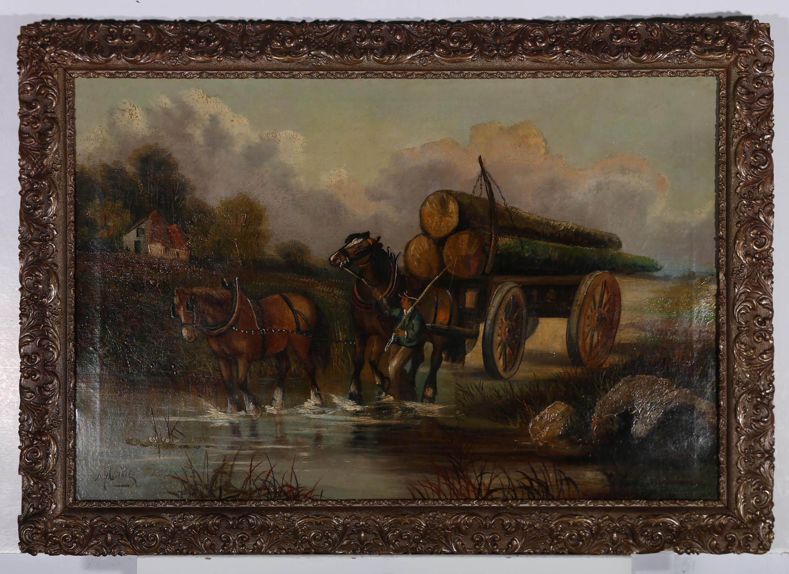 Harden Sidney Melville (1824-1894) - Mid 19th Century Oil, Hauling Timber For Sale 2