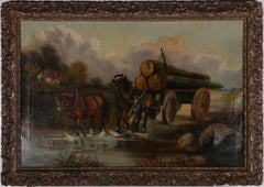 Antique Harden Sidney Melville (1824-1894) - Mid 19th Century Oil, Hauling Timber