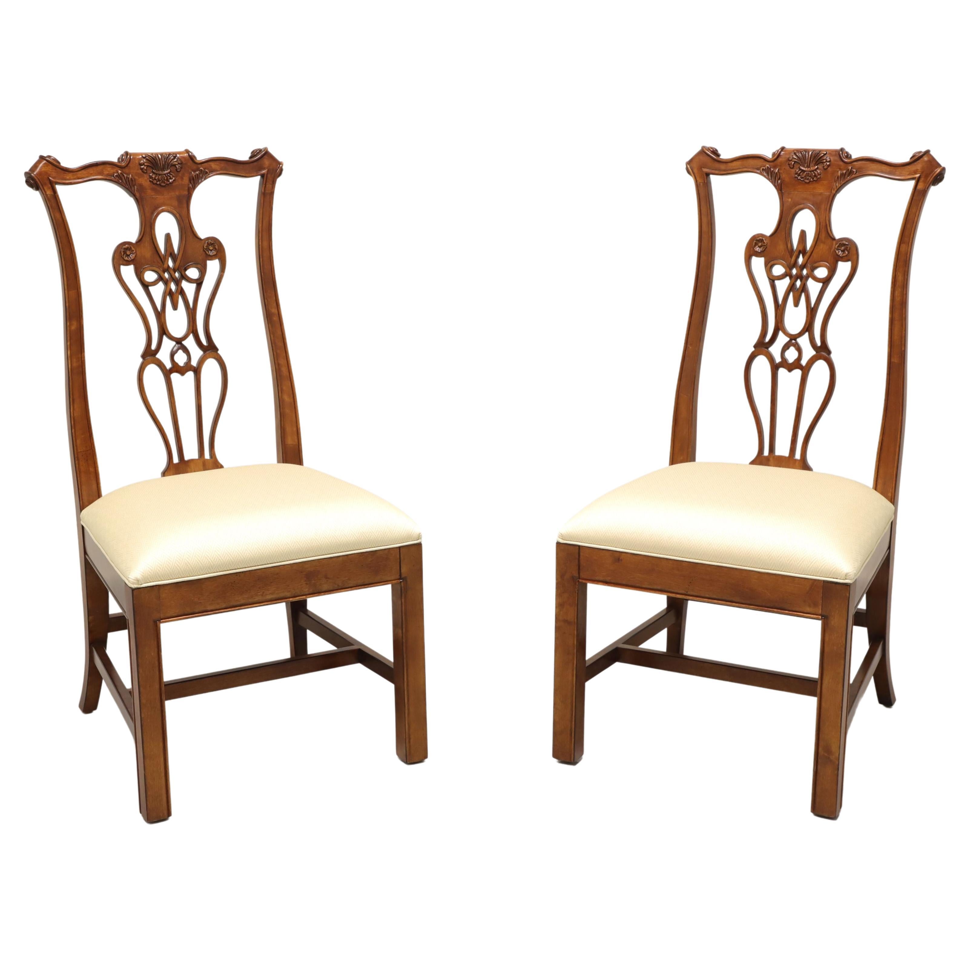 THOMASVILLE Solid Cherry Chippendale Straight Leg Dining Side Chairs