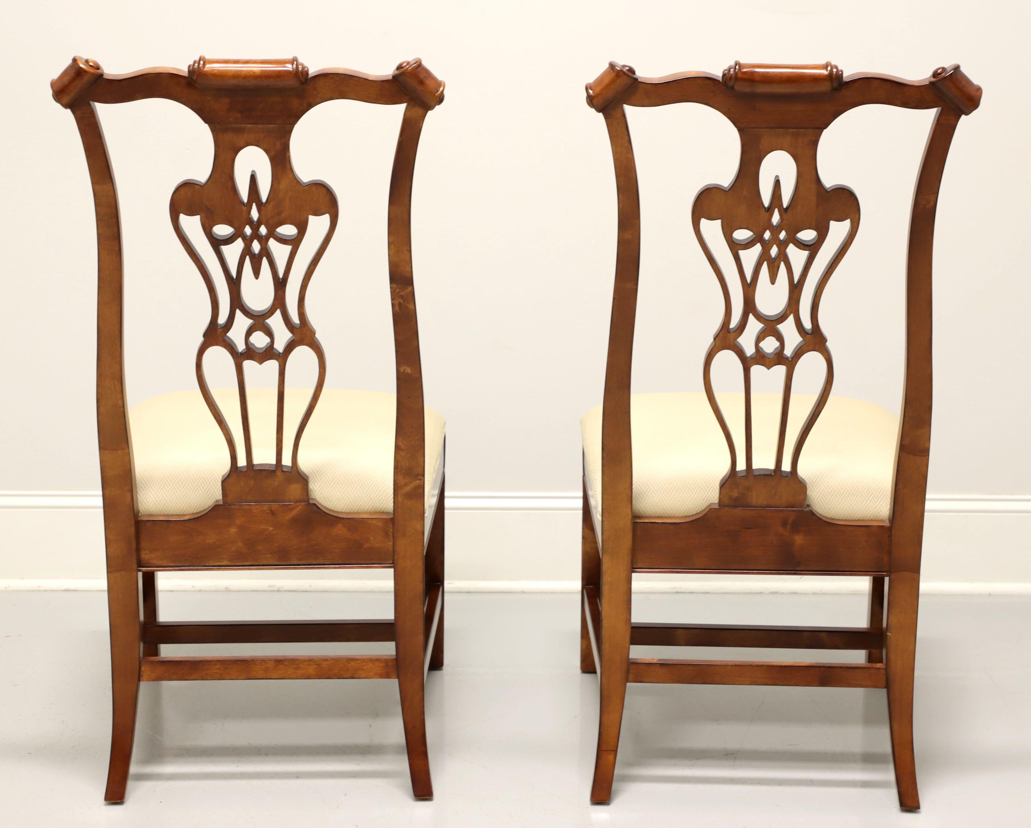 American HARDEN Solid Cherry Chippendale Style Straight Leg Dining Side Chairs - Pair B