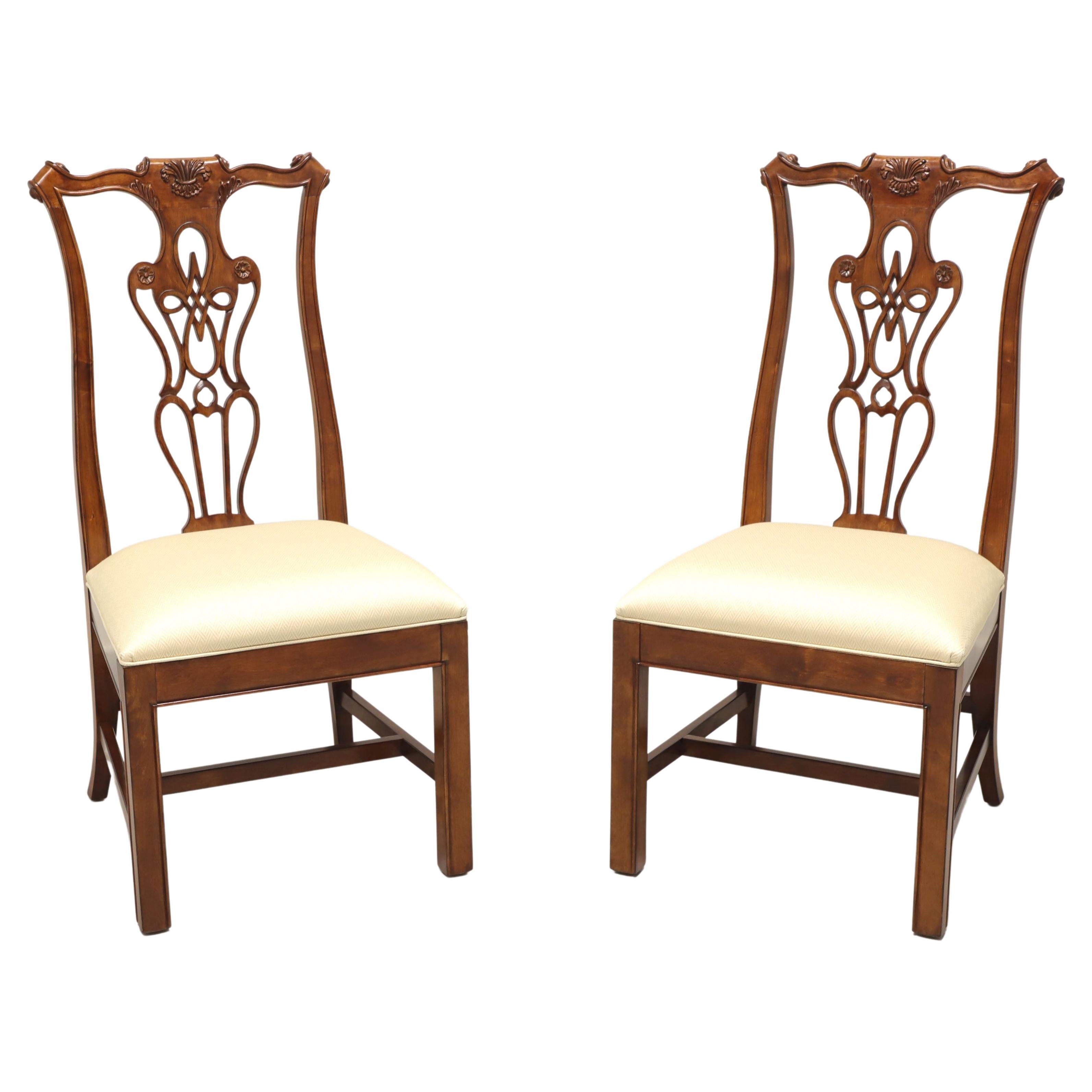 HARDEN Solid Cherry Chippendale Style Straight Leg Dining Side Chairs - Pair B