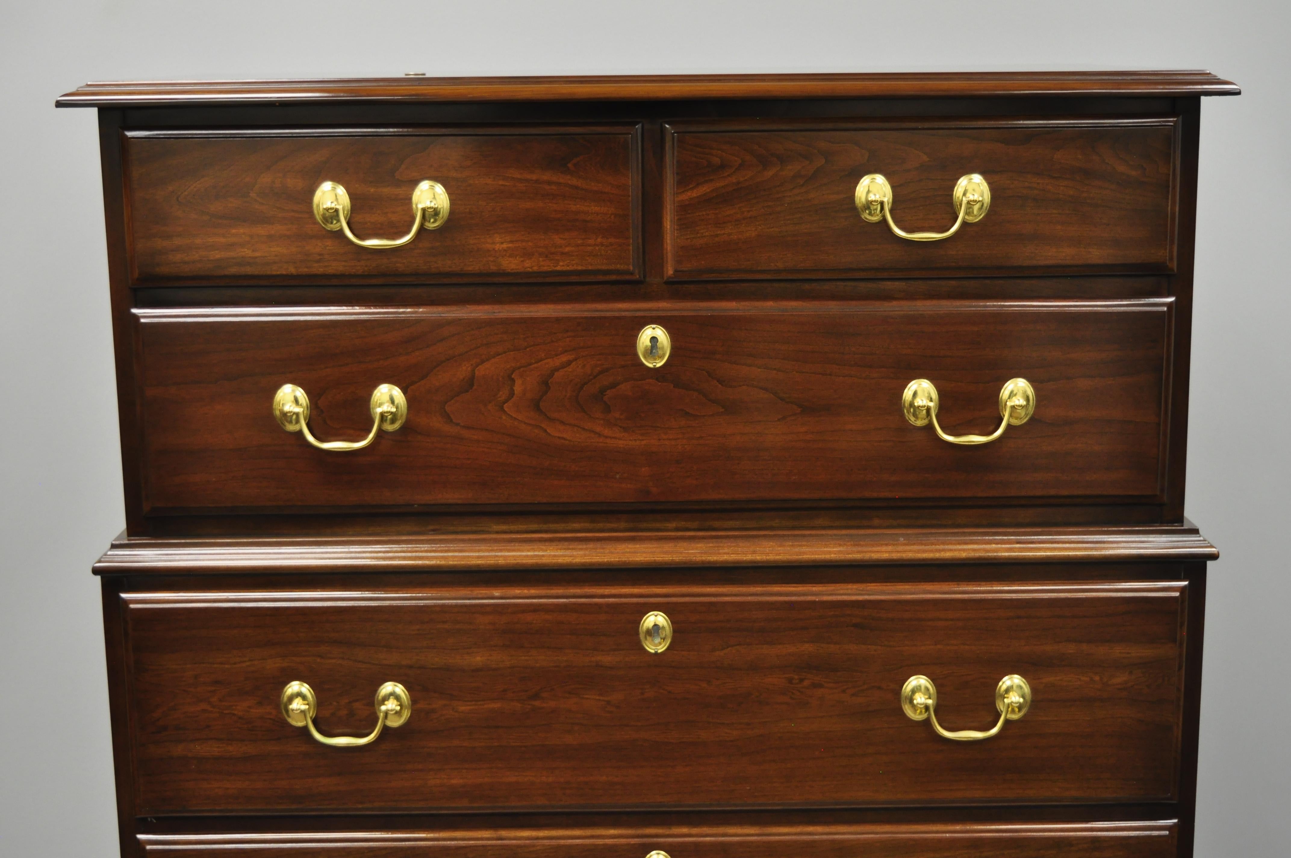 Harden Solid Cherrywood Triple Chest on Chest Tall Dresser SevenDrawer