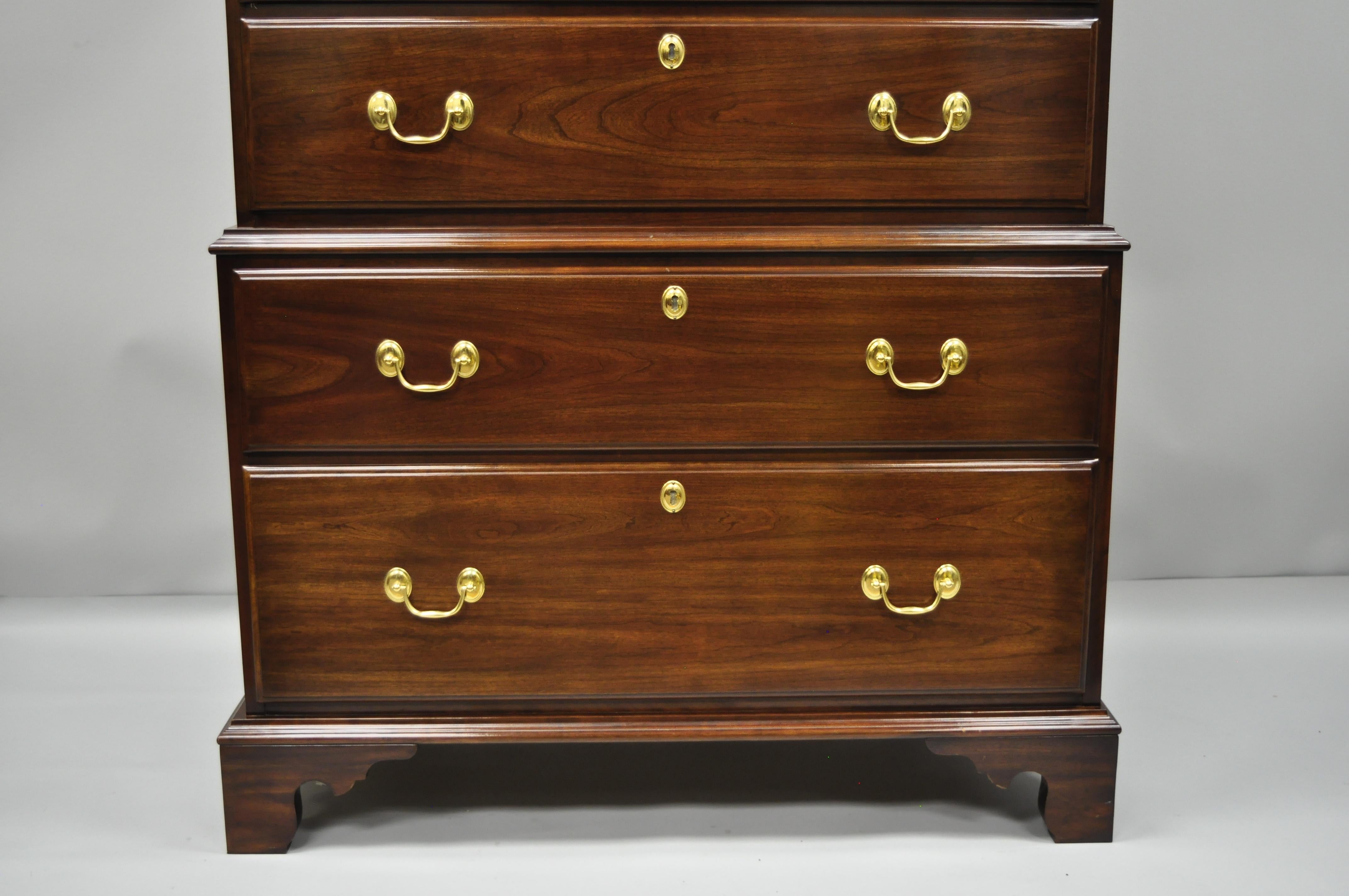 American Harden Solid Cherrywood Triple Chest on Chest Tall Dresser Seven-Drawer