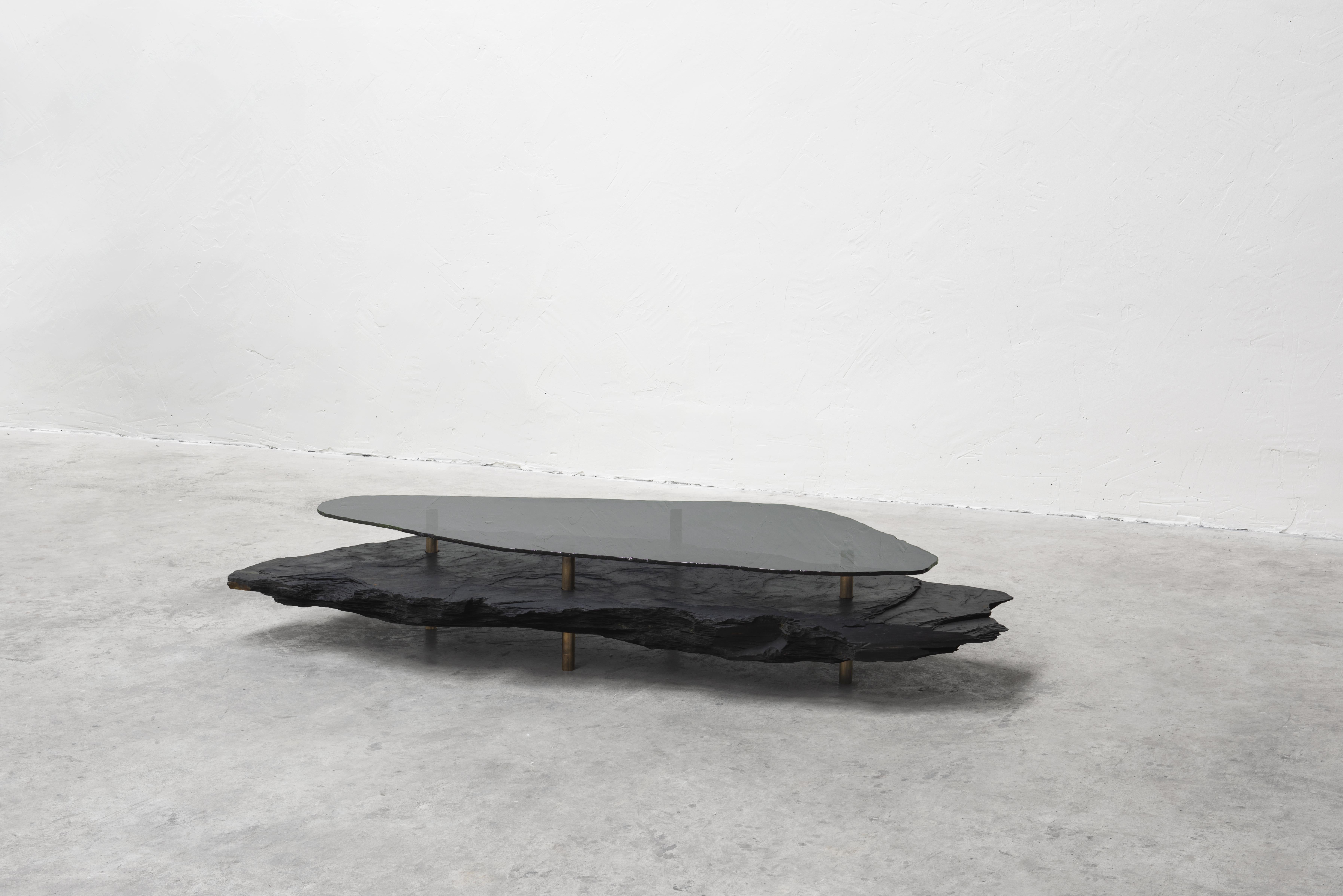 Modern Hardie Unique Slate Sculpted Coffee Table by Frederic Saulou