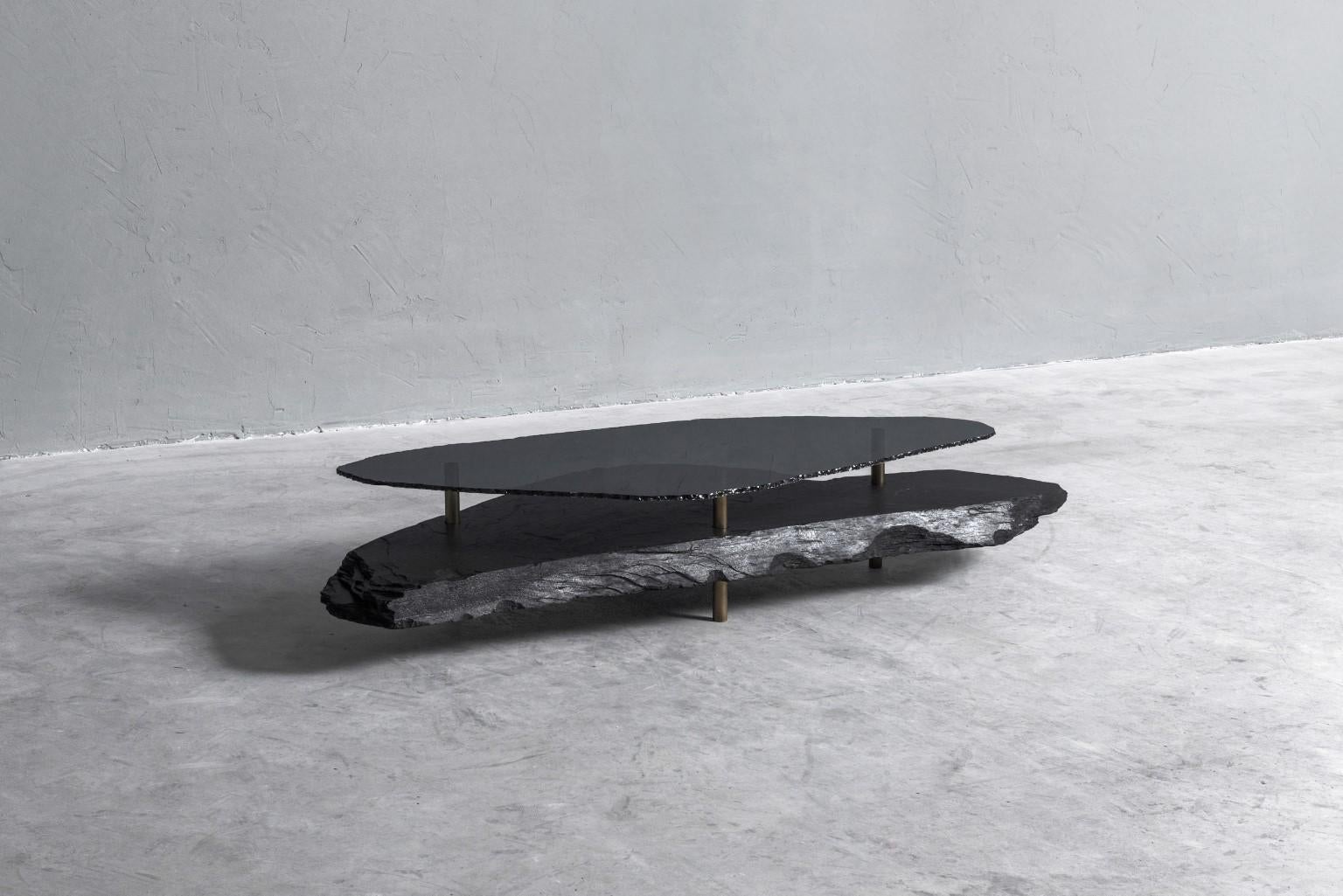 Hardie Unique Slate Sculpted Coffee Table by Frederic Saulou In New Condition In Geneve, CH