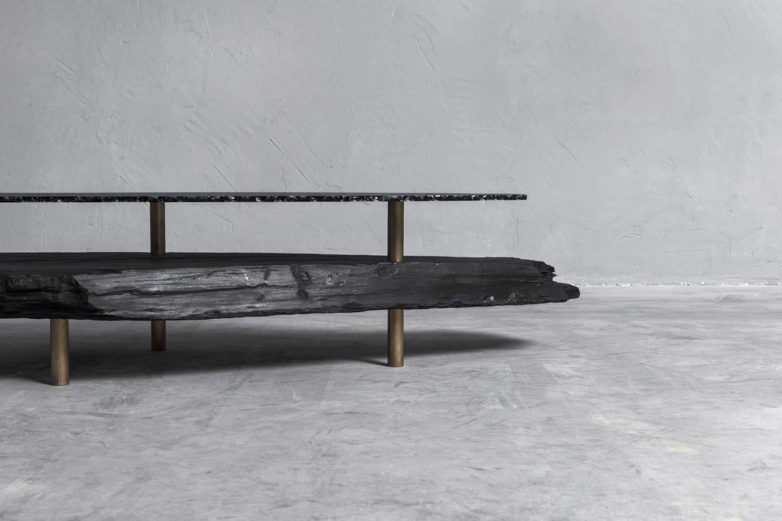 Contemporary Hardie Unique Slate Sculpted Coffee Table by Frederic Saulou
