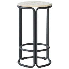 Sgabello da banco in legno Hardie con seduta in Wood e struttura in acciaio nero