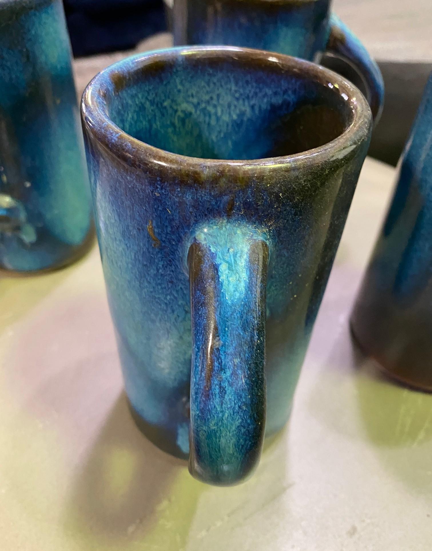 Harding Black Texas Artist Signed Mid-Century Modern Studio Pottery Mugs Cups 2