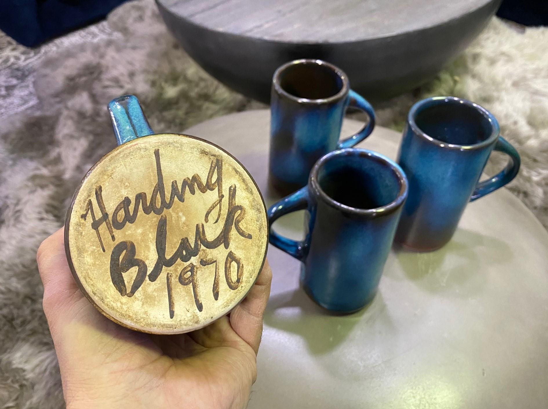 Harding Black Texas Artist Signed Mid-Century Modern Studio Pottery Mugs Cups 5