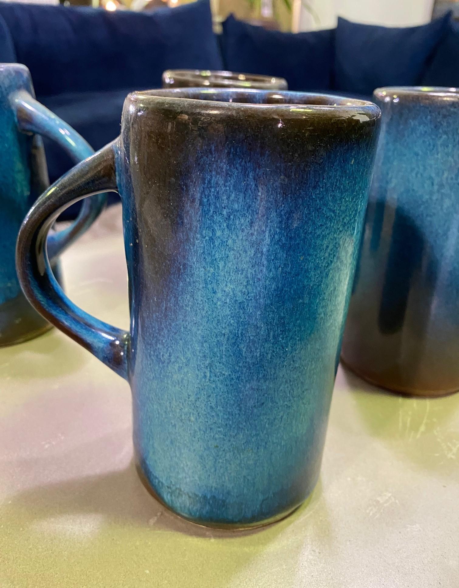 Late 20th Century Harding Black Texas Artist Signed Mid-Century Modern Studio Pottery Mugs Cups