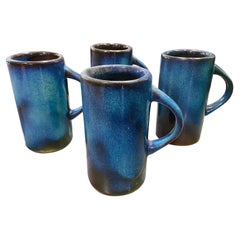 Harding Black Texas Artist Signed Mid-Century Modern Studio Pottery Mugs Cups