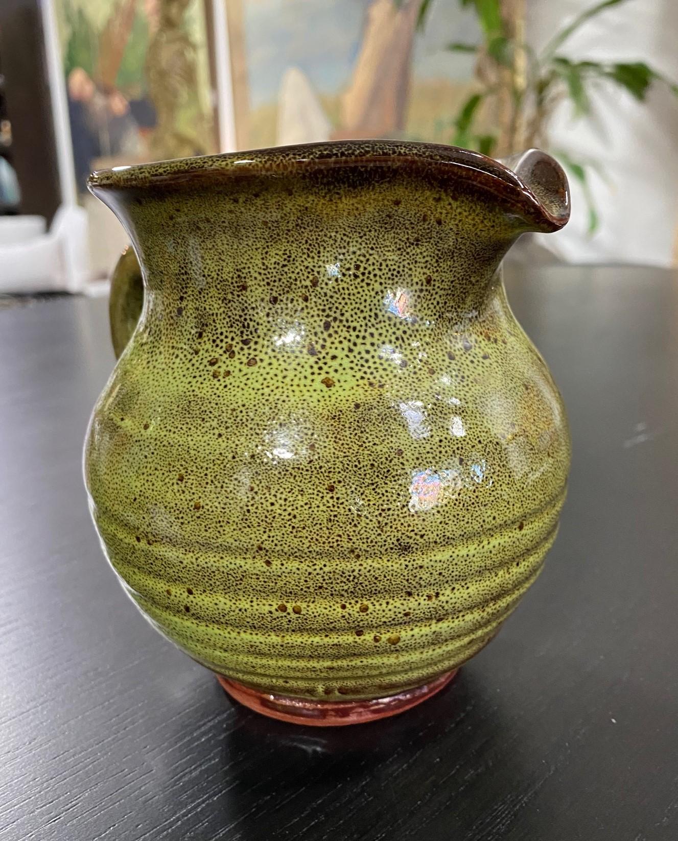 Late 20th Century Harding Black Texas Artist Signed Mid-Century Modern Studio Pottery Pitcher For Sale