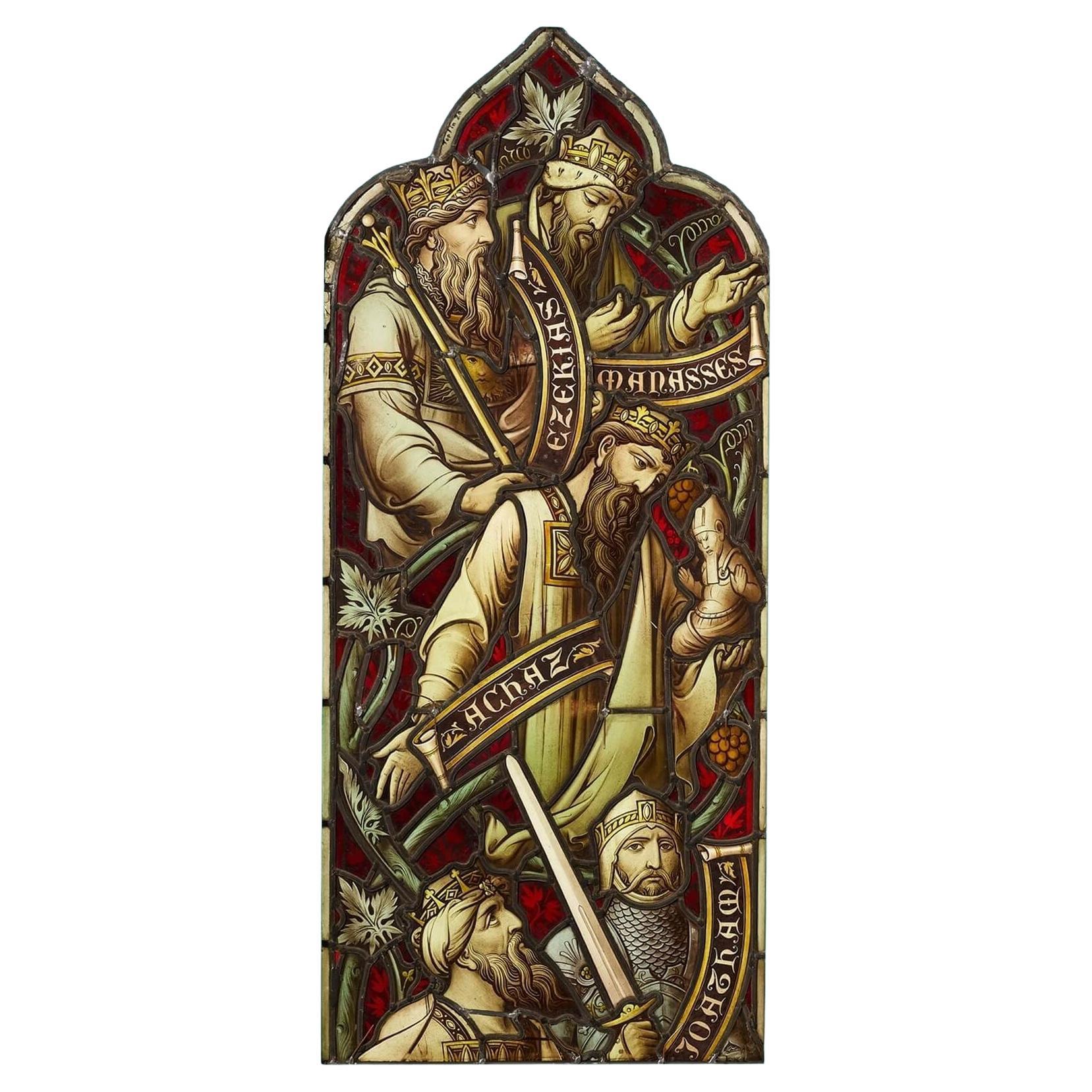 Hardman & Co Antique Lancet-Arched Stained Glass Panel (panneau de vitrail)