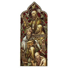 Hardman & Co Antique Stained Glass Panel of 5 Biblical Kings