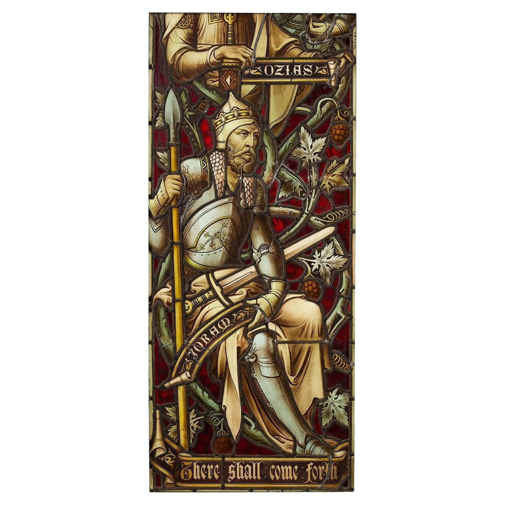 Hardman & Co Buntglasscheibe mit biblischen Figuren im Angebot