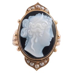 Antique Hardstone Agate Cameo Ring