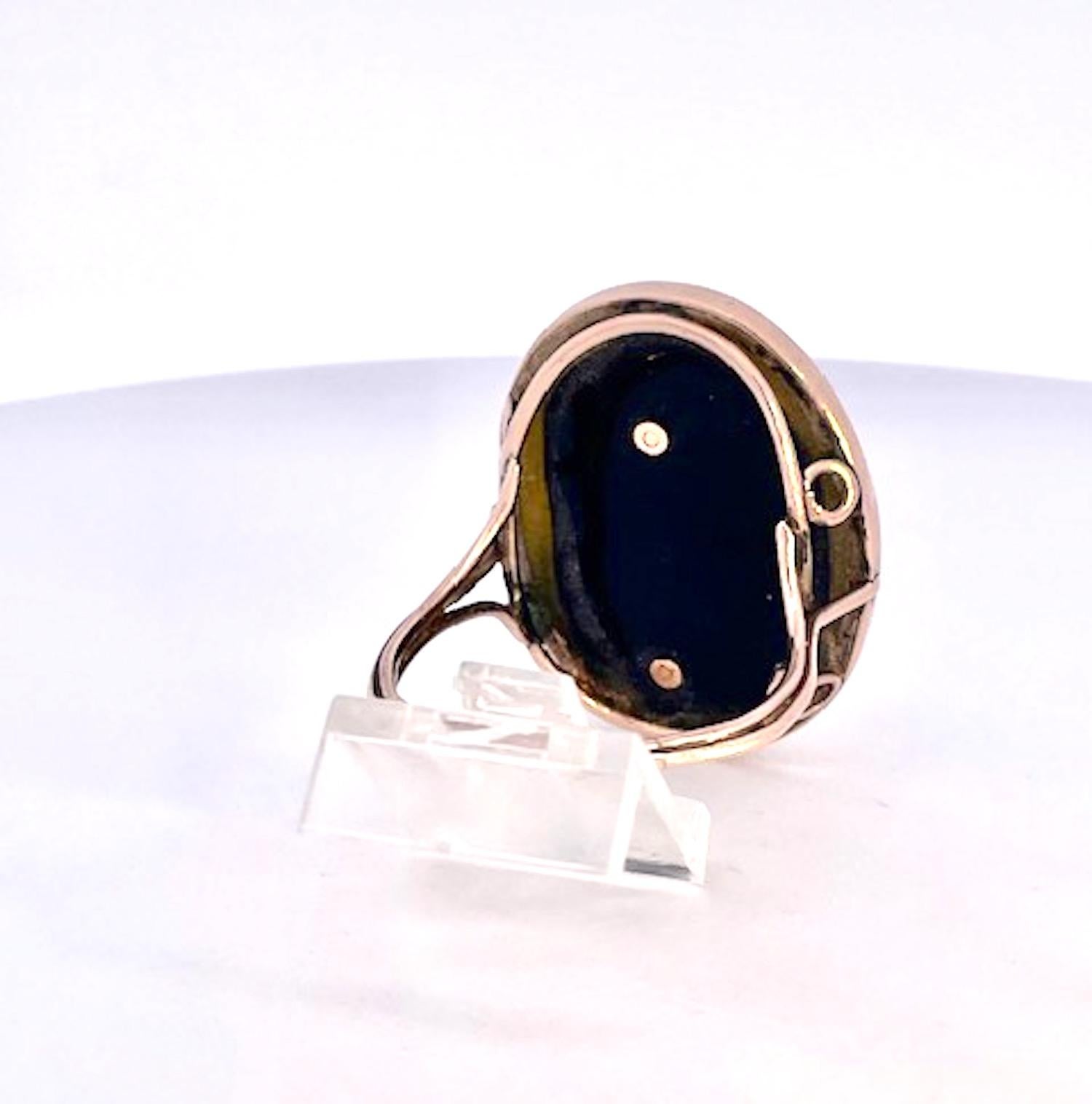 Aesthetic Movement Hardstone Cameo Habille Ring 18K