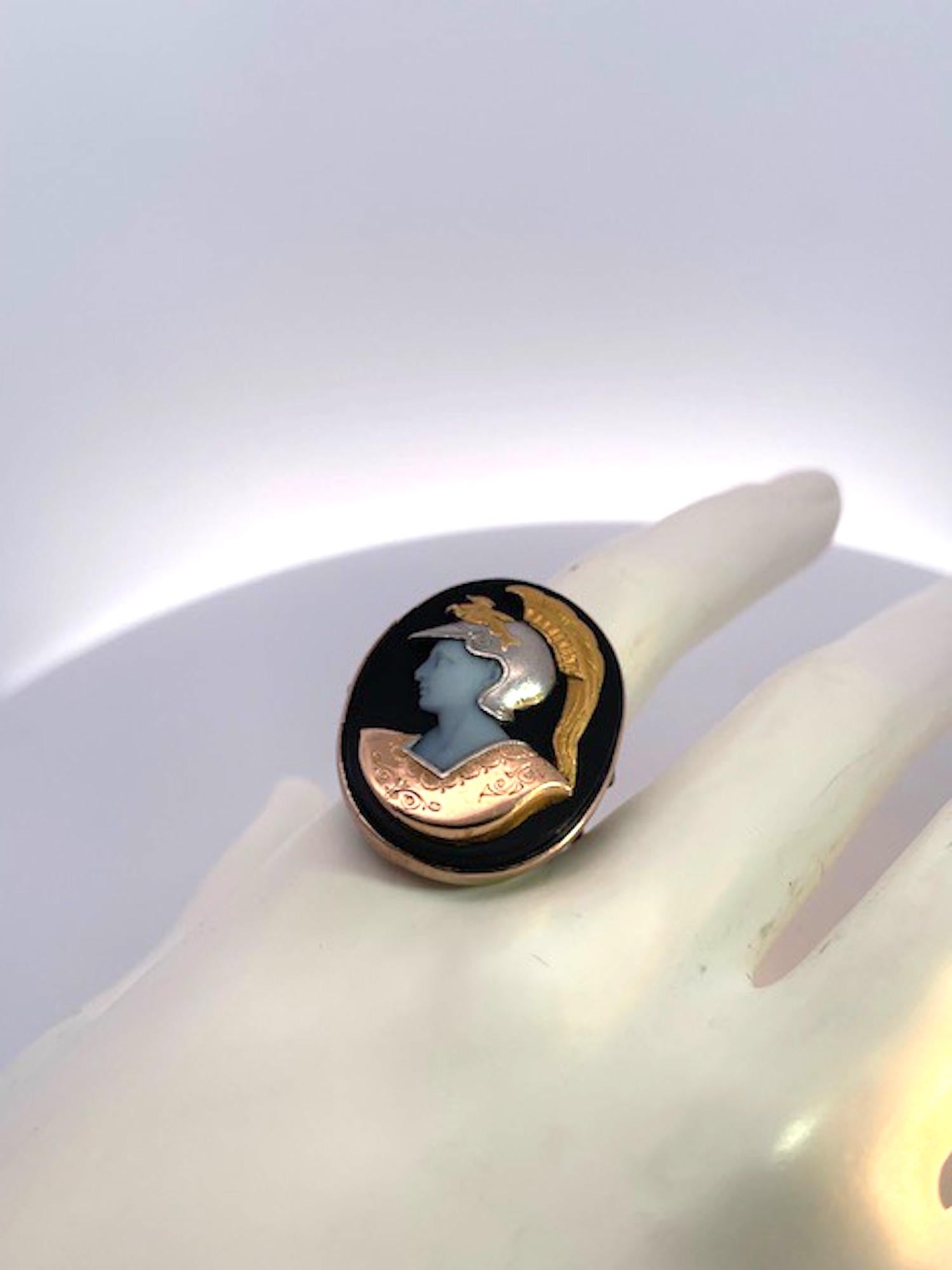 Women's or Men's Hardstone Cameo Habille Ring 18K