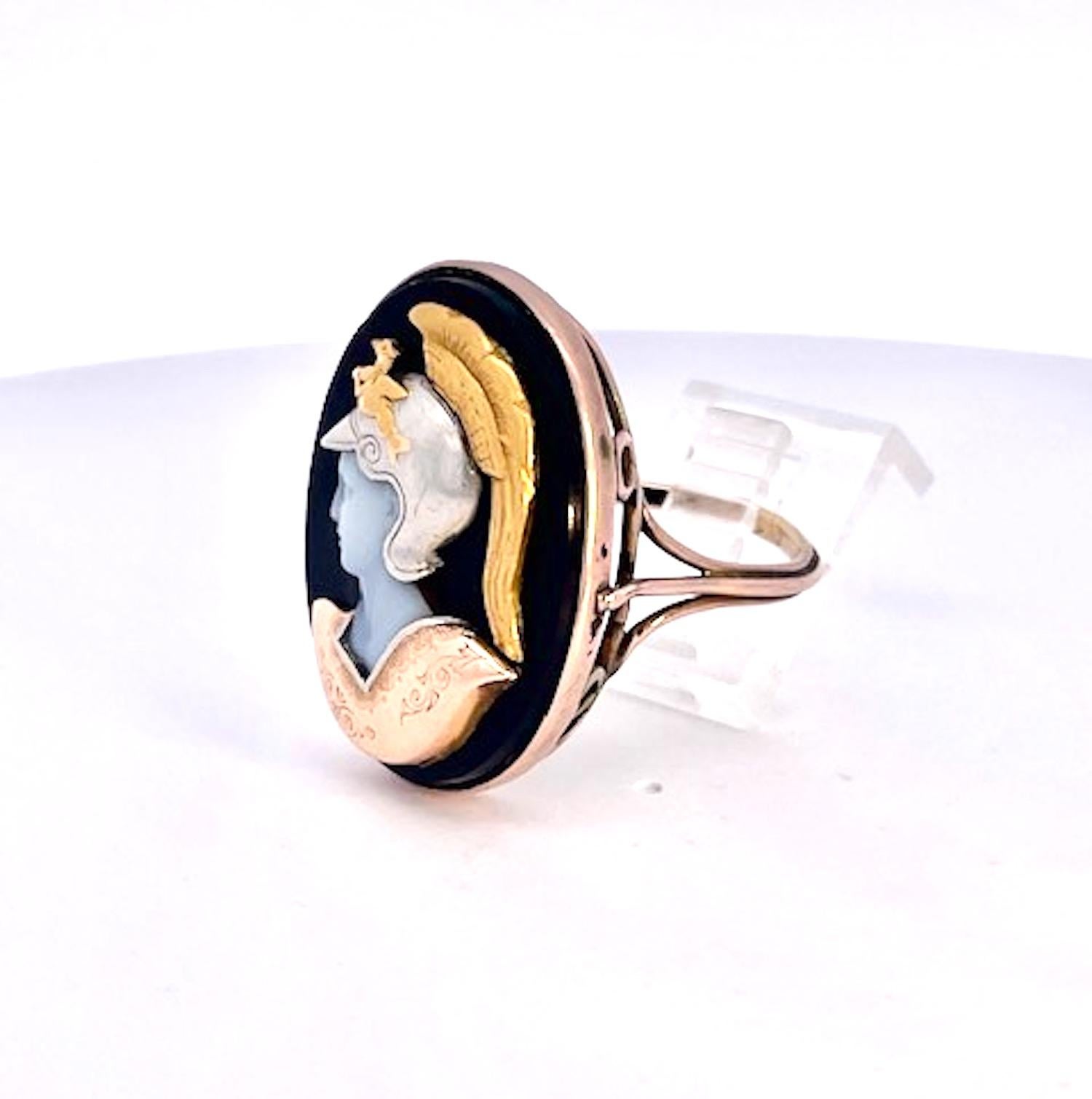 Hardstone Cameo Habille Ring 18K 2