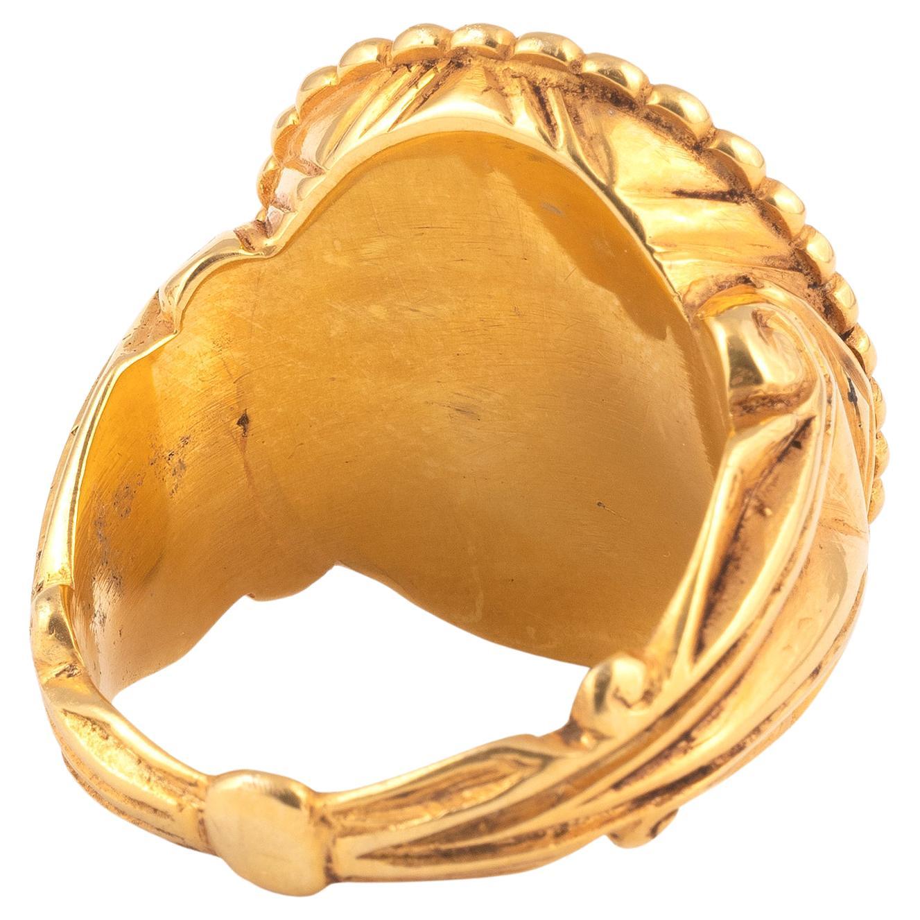 Cabeza de retrato de Séneca, en una montura de anillo posterior, tamaño de anillo 11 , longitud 27 mm, anchura mm22
Weight:26.4gr.


