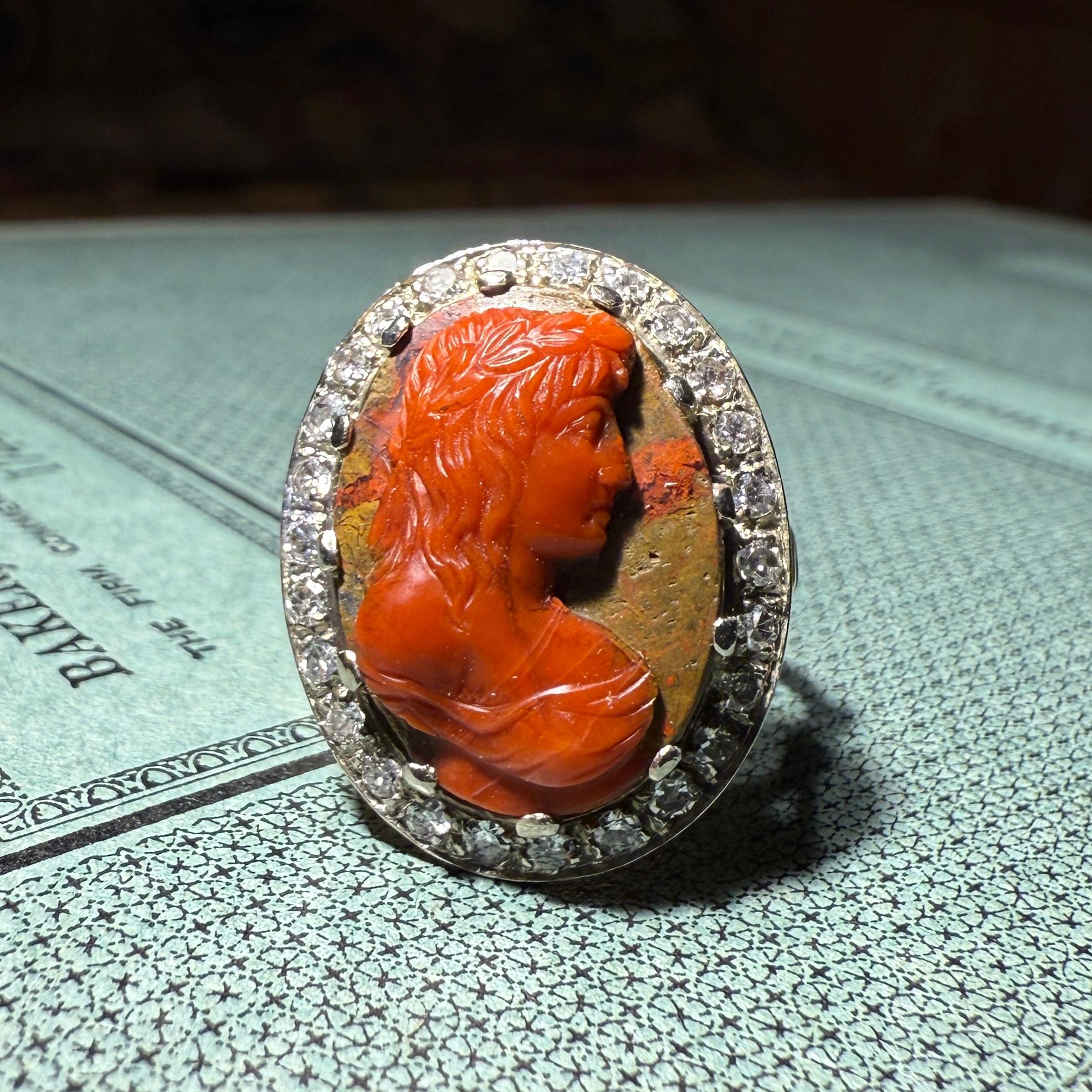 Hardstone Cameo Ring with Classical Muse. Italian, 18th century. im Angebot 8