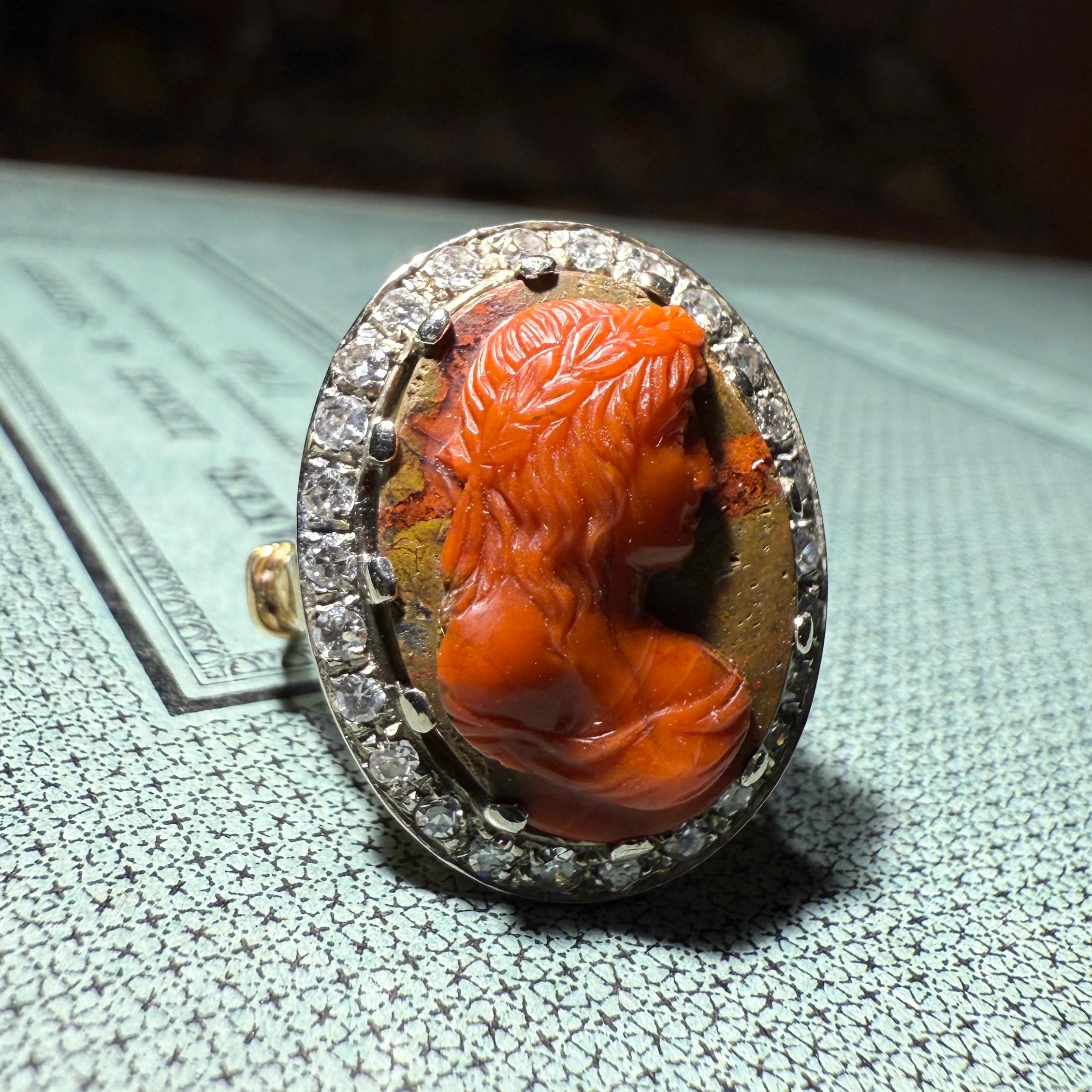Hardstone Cameo Ring with Classical Muse. Italian, 18th century. im Angebot 1