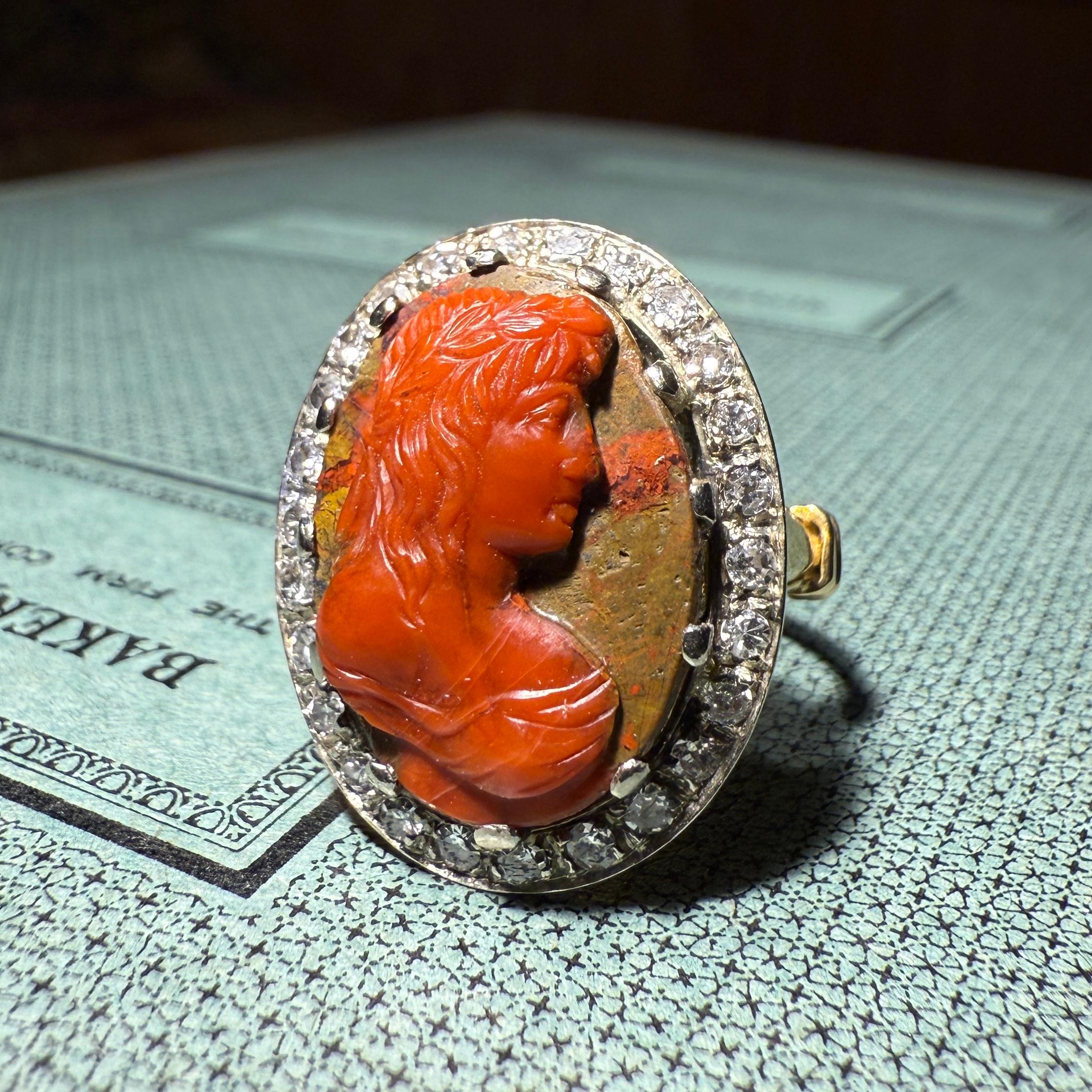 Hardstone Cameo Ring with Classical Muse. Italian, 18th century. im Angebot 3