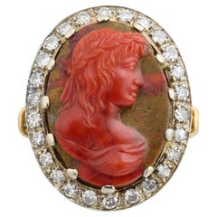Hardstone Cameo Ring with Classical Muse. Italian, 18th century.