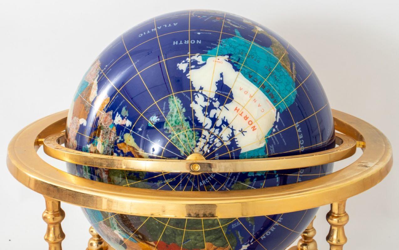 Hardstone Marquetry Specimen Globe on Brass Stand For Sale 5