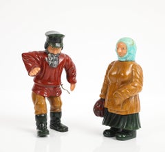 Figuras Moujik/Paisano de piedra dura al estilo de Fabergé, Firmadas y Numeradas