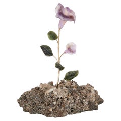 Hardstone, Quartz, Amethyst, Nephrite and Silver-Gilt Flower Model