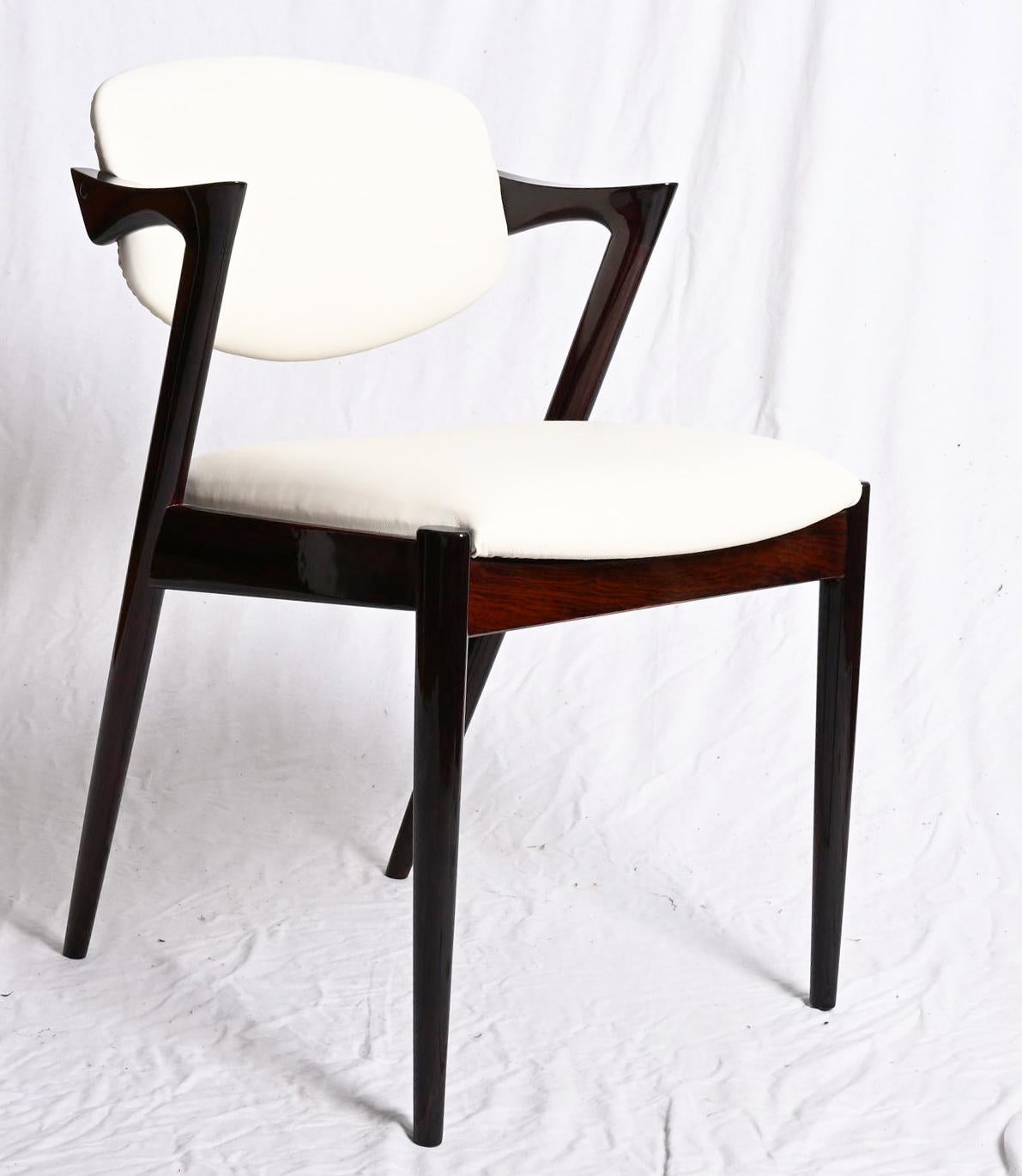 Chaises en bois dur et cuir de Kai Kristiansen Model No 42 en vente 6